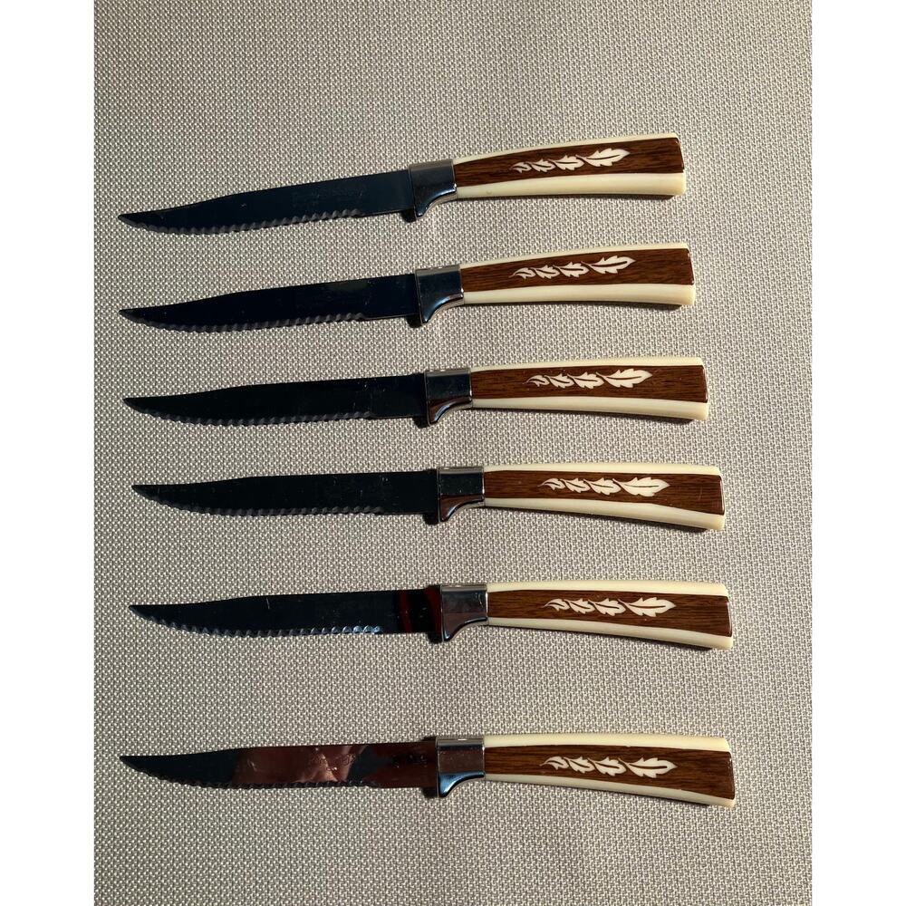 Regent Sheffield‎ Stainless Cutlery Set of 6 Steak Knives England Vintage MCM